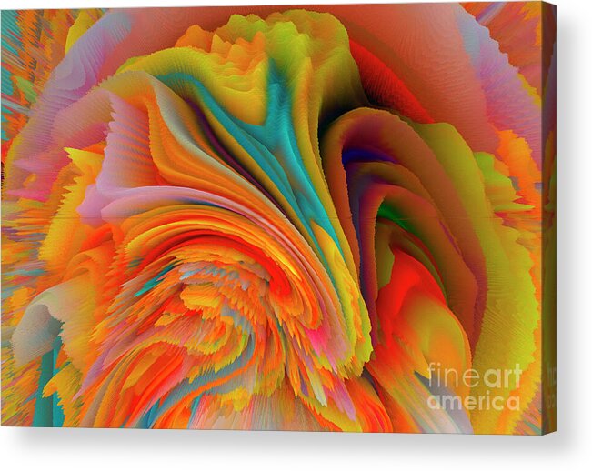 Rainbow Acrylic Print featuring the mixed media A Flower In Rainbow Colors Or A Rainbow In The Shape Of A Flower 2 by Elena Gantchikova