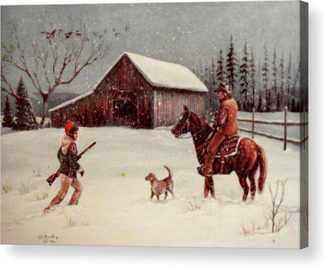 Farm Acrylic Print featuring the painting Ready To Hunt by Ed Breeding