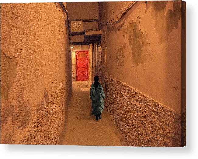 Medina Acrylic Print featuring the photograph Red Door in Marrakech by Jessica Levant