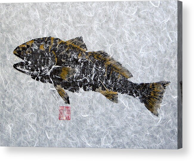 Redfish Acrylic Print featuring the painting Redfish - Golden with no Border by Adrienne Dye