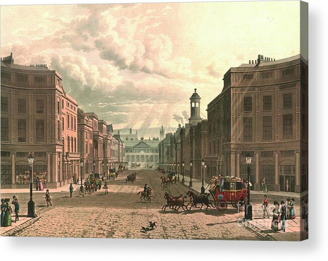 Engraving Acrylic Print featuring the drawing Regent Street From Piccadilly by Print Collector