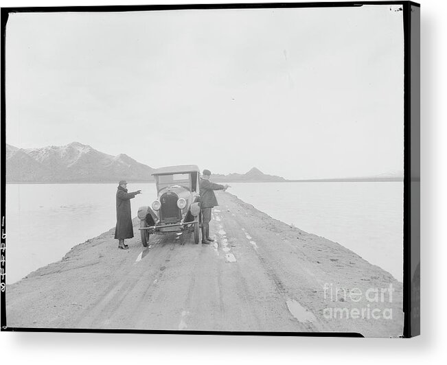 People Acrylic Print featuring the photograph Road Between Flooded Dry Lake by Bettmann