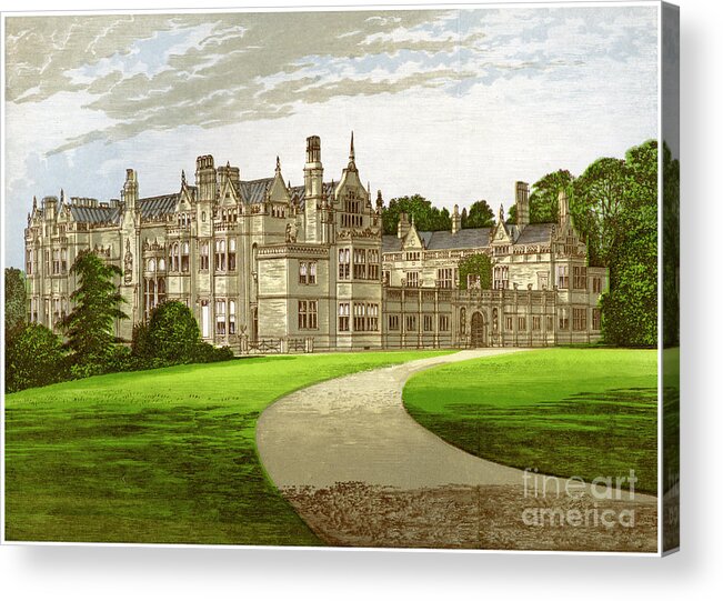 Engraving Acrylic Print featuring the drawing Rushton Hall, Northamptonshire, Home by Print Collector