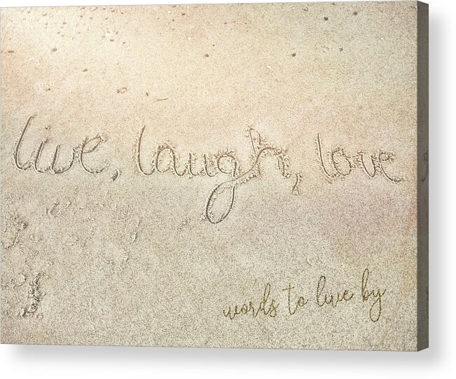 A Acrylic Print featuring the photograph SAND TEXTING quote by JAMART Photography