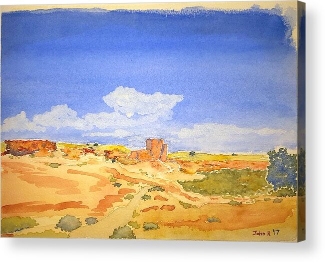 Watercolor Acrylic Print featuring the painting Sandstone Lore by John Klobucher