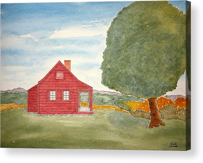 Watercolor Acrylic Print featuring the painting Saratoga Farmhouse Lore by John Klobucher