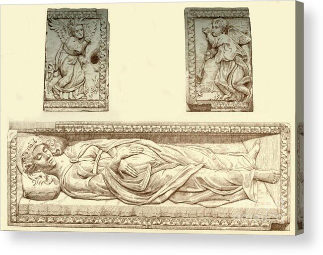 Engraving Acrylic Print featuring the drawing Sarcophagus Of Santa Giustina by Print Collector