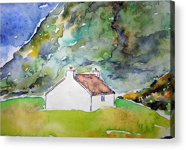 Watercolor Acrylic Print featuring the painting Scottish Croft Lore by John Klobucher