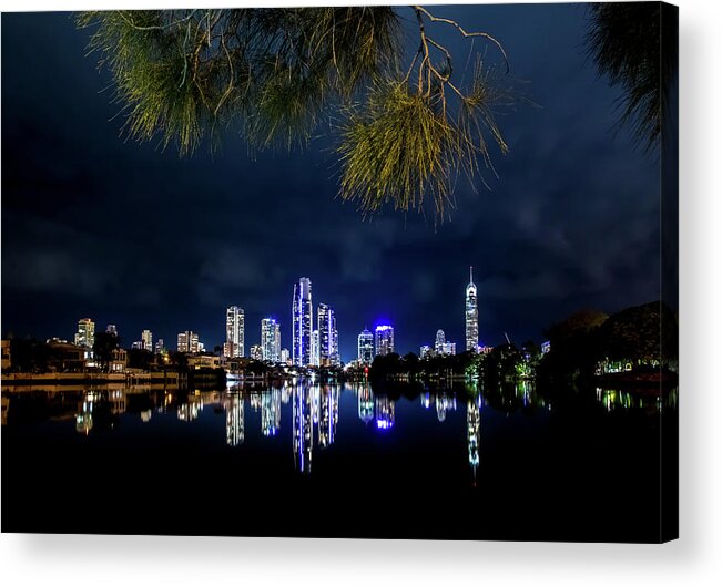 Gold Coast Skyline Acrylic Print featuring the photograph Serene Skyline by Az Jackson
