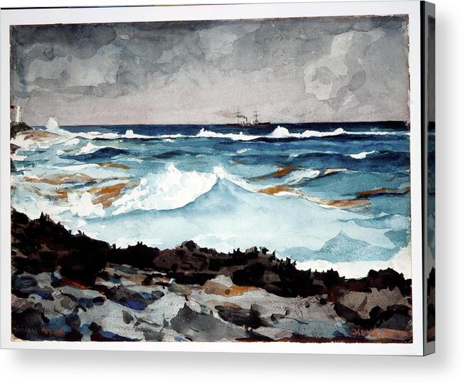 Shore And Surf Acrylic Print featuring the painting Shore and Surf by MotionAge Designs