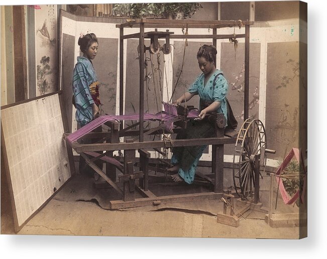Working Acrylic Print featuring the photograph Silk Weavers by Hulton Archive