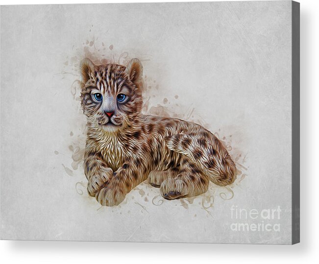 Leopard Acrylic Print featuring the digital art Snow Leopard by Ian Mitchell
