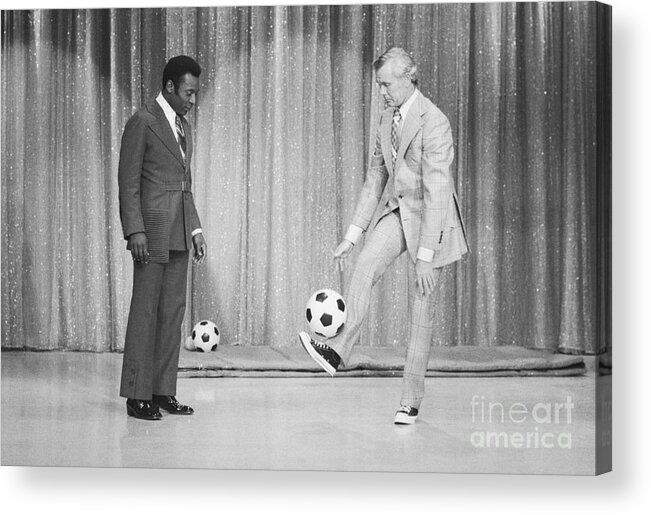 Pelé Acrylic Print featuring the photograph Soccer Player Pele On Johnny Carsons by Bettmann
