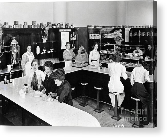 People Acrylic Print featuring the photograph Soda Fountain At Department Store by Bettmann