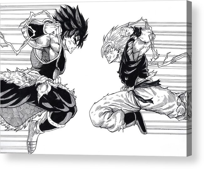 Goku Young Songoku Dragon Ball DBZ Anime drawing black and white | Art  Board Print