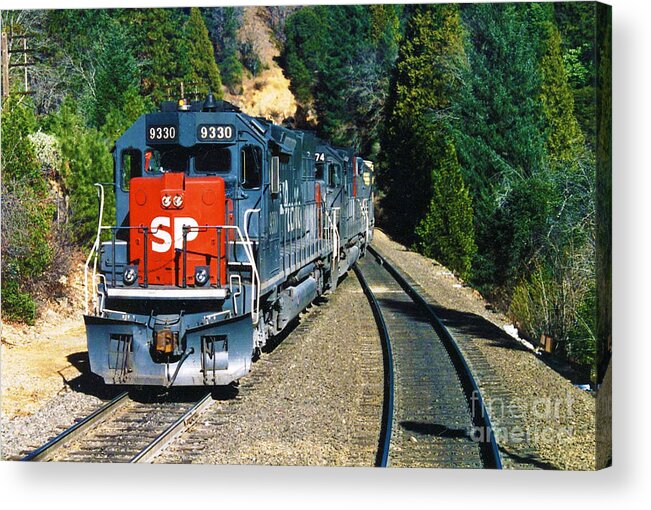 Train Acrylic Print featuring the photograph VINTAGE RAILROAD - Southern Pacific SD45-T2 by John and Sheri Cockrell
