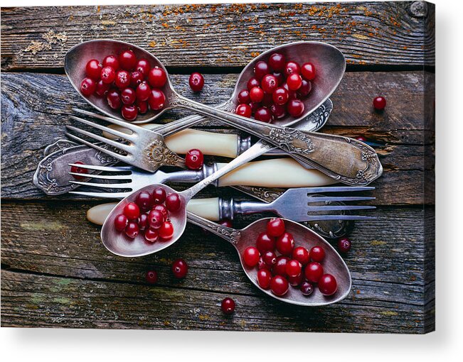 Food Acrylic Print featuring the photograph Spoons&cranberry by Aleksandrova Karina