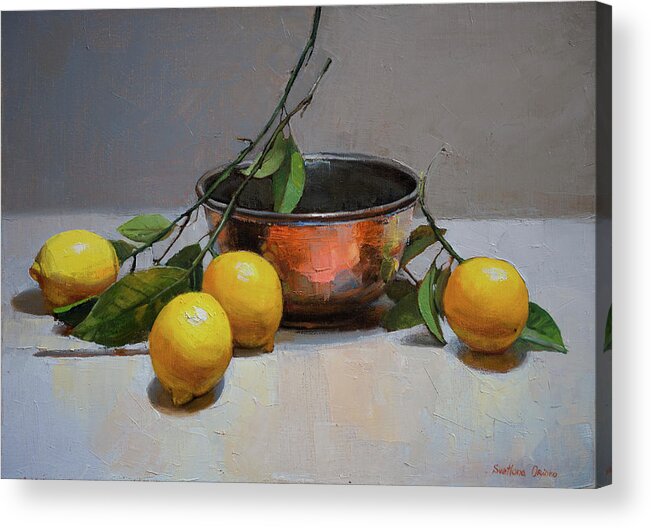 Still Life With Lemons Acrylic Print featuring the Still Life With Lemons by Svetlana Orinko