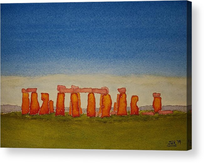 Watercolor Acrylic Print featuring the painting Stones of Lore by John Klobucher