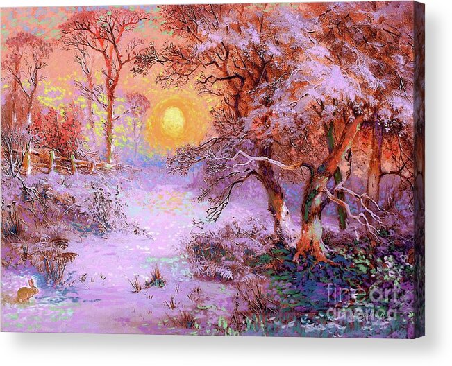 Tree Acrylic Print featuring the painting Sunset Snow by Jane Small