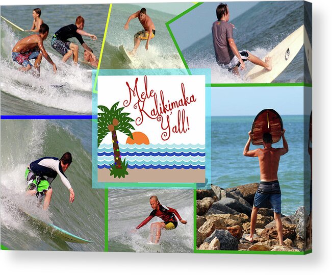 Christmas Acrylic Print featuring the photograph Surfer Christmas Card by Robert Wilder Jr