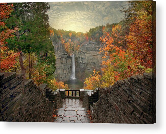 Autumn Acrylic Print featuring the photograph Taughannock Lights by Jessica Jenney