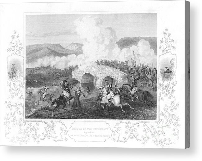 Horse Acrylic Print featuring the drawing The Battle Of Tchernaya, 1855 by Print Collector