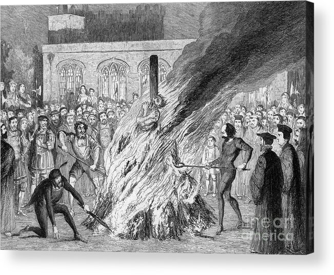 Engraving Acrylic Print featuring the drawing The Burning Of Edward Underhill by Print Collector