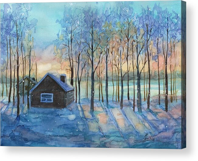 Russian Artists New Wave Acrylic Print featuring the painting The Color of Winter is White ? by Ina Petrashkevich