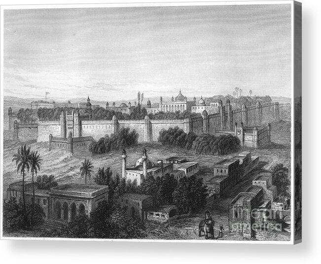 Engraving Acrylic Print featuring the drawing The Kings Palace At Delhi, C1860 by Print Collector