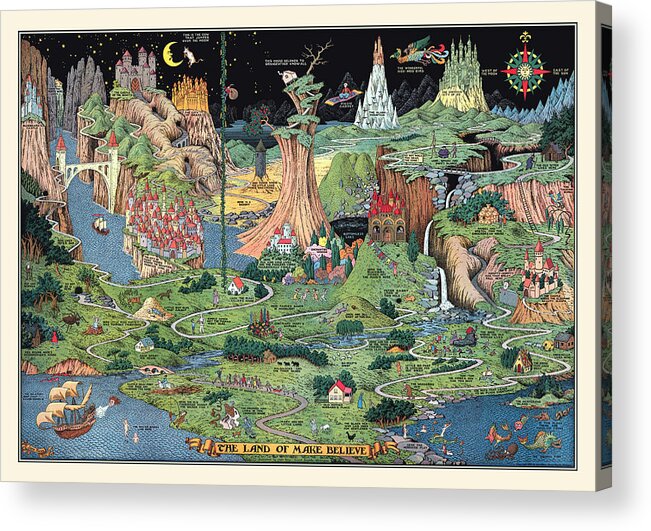 Map Acrylic Print featuring the painting The Land of Make Believe by Jaro Hess