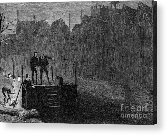 Engraving Acrylic Print featuring the drawing The Night Before The Execution, 1554 by Print Collector