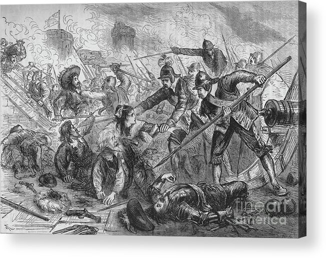 Engraving Acrylic Print featuring the drawing The Siege Of Basing House by Print Collector
