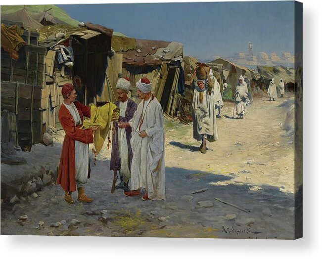 Market Acrylic Print featuring the painting The Silk Merchants by Michal Gorstkin Wywiorski