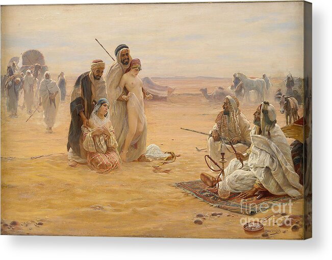 Trading Acrylic Print featuring the drawing The Slave Market, 1910. Artist Pilny by Heritage Images