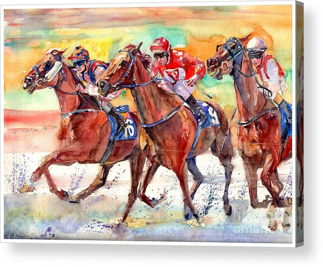 Horse Acrylic Print featuring the painting Thoroughbred Racing by Suzann Sines