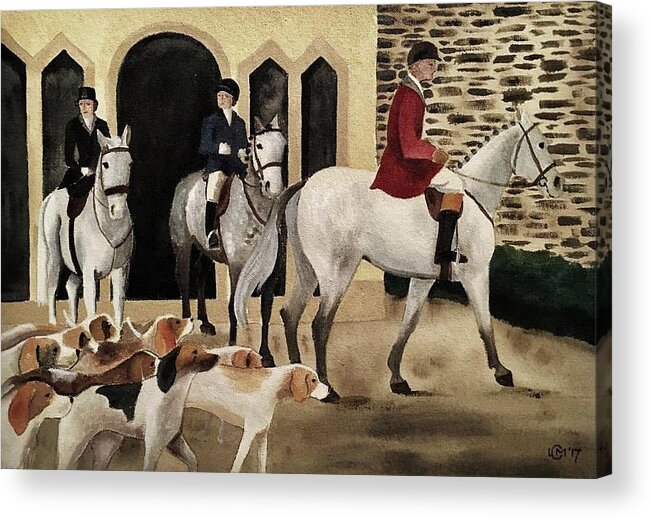 Foxhunt Acrylic Print featuring the painting Three Grays by Lisa Curry Mair