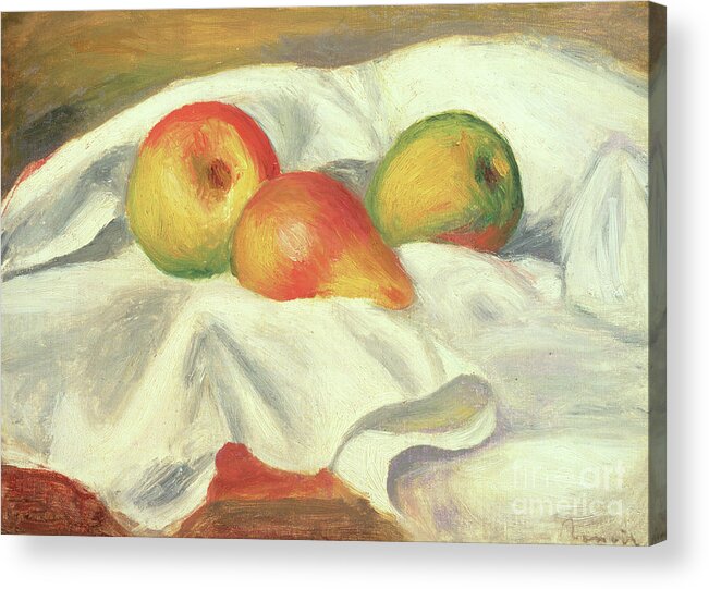 Three Pears Acrylic Print featuring the painting Three Pears, circa 1885 by Pierre Auguste Renoir