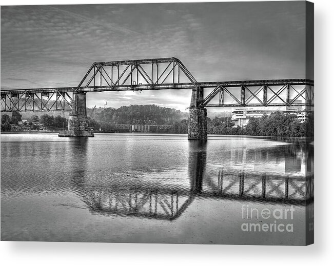 Tennessee Acrylic Print featuring the photograph TN River Sunrise in BW by Douglas Stucky