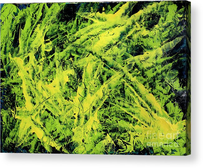 Abstract Acrylic Print featuring the painting Transitions with Yellow, Green and Blue by Dean Triolo