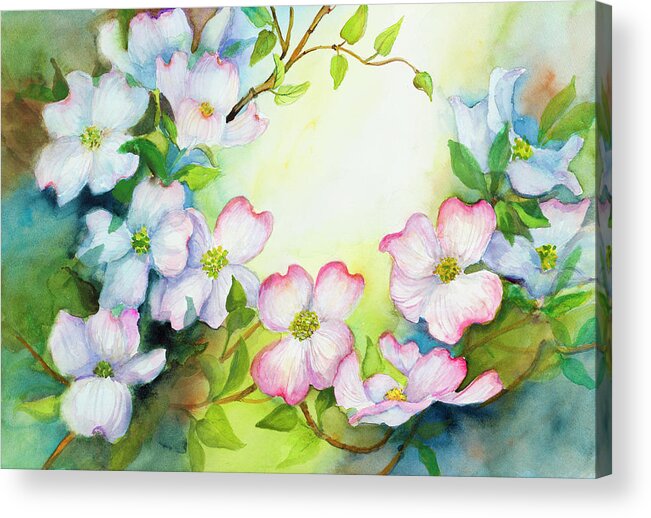 Tree-top Dogwood Acrylic Print featuring the painting Tree-top Dogwood by Joanne Porter