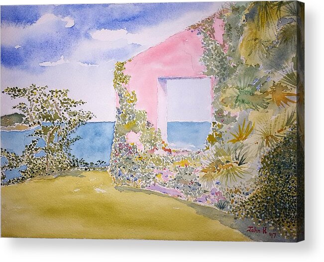 Watercolor Acrylic Print featuring the painting Tropical Lore by John Klobucher
