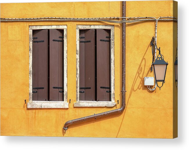Venice Acrylic Print featuring the photograph Two brown Windows of Venice by David Letts