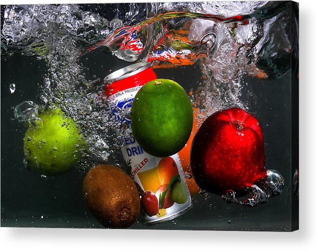 Water Acrylic Print featuring the photograph Underwater Mixed Fruit Juice Photo by Md Sabbir