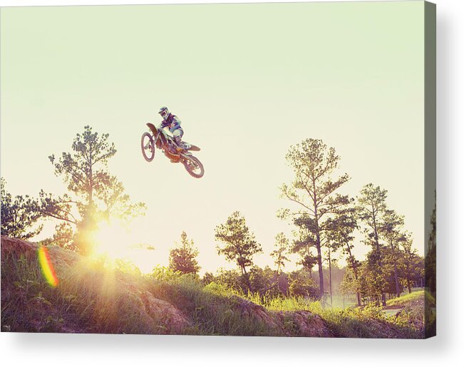 Recreational Pursuit Acrylic Print featuring the photograph Usa, Texas, Austin, Dirt Bike Jumping by Tetra Images - King Lawrence