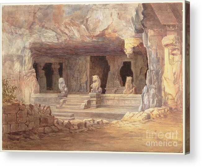 Color Image Acrylic Print featuring the drawing View Of Elephanta by Heritage Images