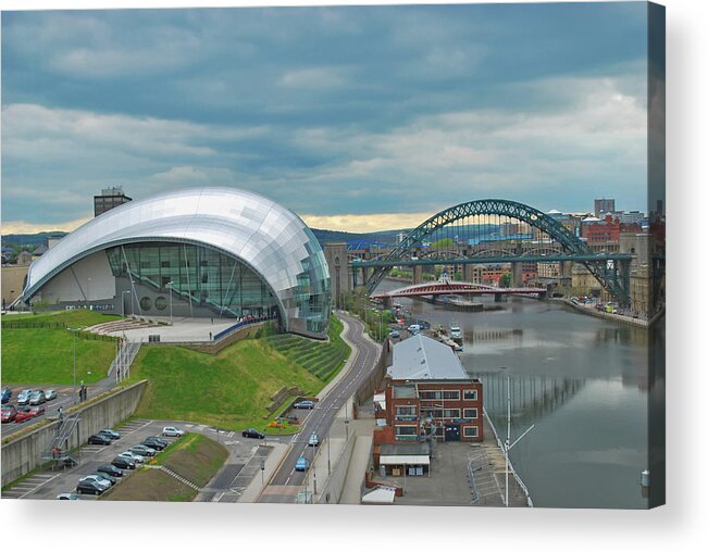 Newcastle Acrylic Print featuring the photograph View of Newcastle upon Tyne by Cathy P Jones