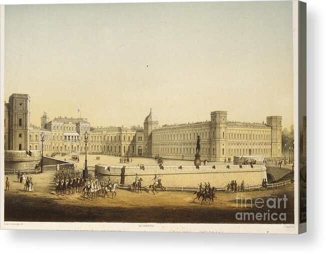 Great Gatchina Palace Acrylic Print featuring the drawing View Of The Main Gatchina Palace, Mid by Heritage Images