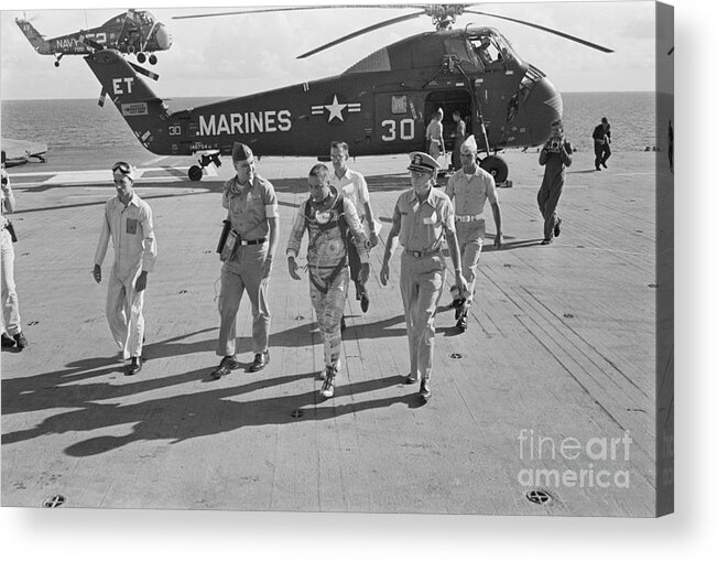 Helicopter Crash Acrylic Print featuring the photograph Virgil Grissom Walks From Helicopter by Bettmann