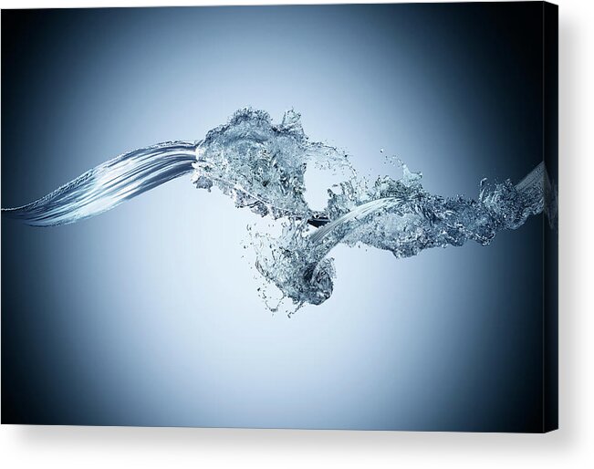 Mid-air Acrylic Print featuring the photograph Water Splash Collision In Midair by Biwa Studio
